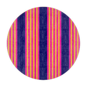Planche À Découper Fuchsia et rayures jaunes avec bleu marine