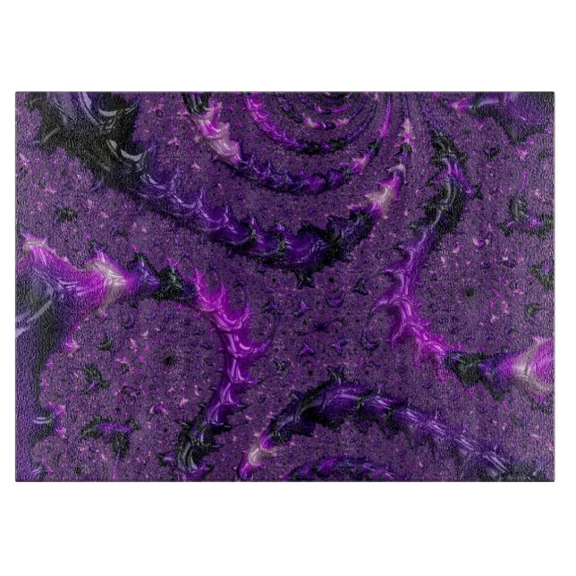 Planche À Découper Funky Bold Boho Purple Digital Abstrait Fractal (Devant)