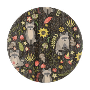 Planche À Découper Funny Raccoons Vintage Illustration Motif