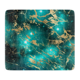 Planche À Découper Galaxie Marbre Vert Noir Nuit Étoilée Cuisine