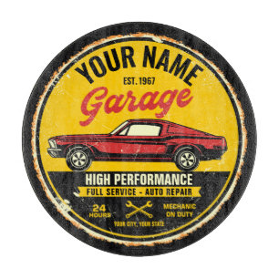 Planche À Découper Garage de voiture classique rouge rapide 1967 pers