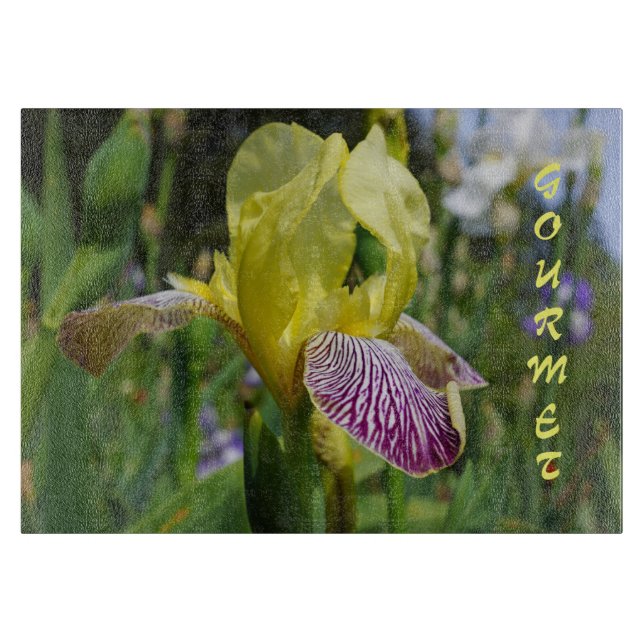 Planche À Découper GASTRONOMIE verrerie cadeaux Irises Floral (Devant)
