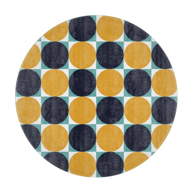 Planche À Découper Géométrie colorée vintage : motif circulaire. (Devant)