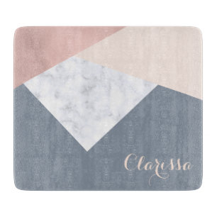Planche À Découper géométrique beige gris d'or rose élégant de ma