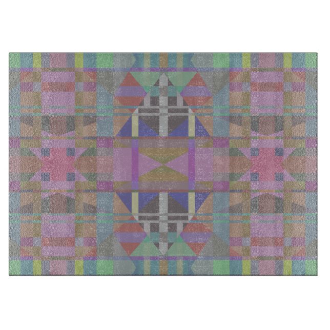 Planche À Découper Géométrique vert violet rose (Devant)