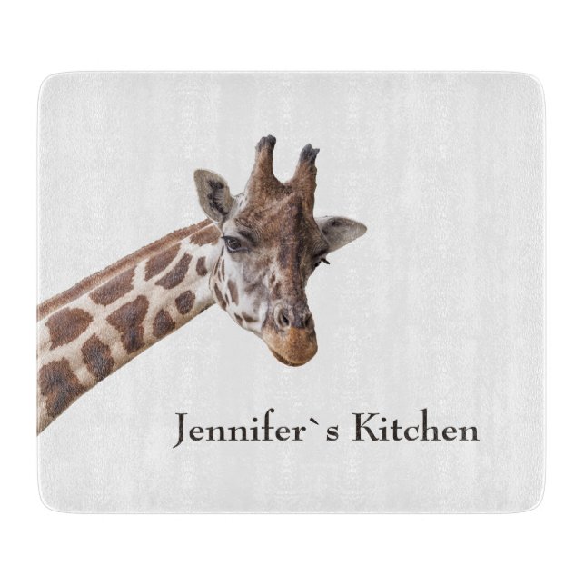 Planche À Découper Giraffe Animal Nom personnalisé (Devant)