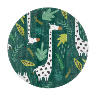 Planche À Découper Giraffes colorées : Motif animal décoratif.