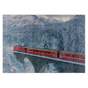 Planche À Découper Glace et neige Train Express Red Bernina Suisse
