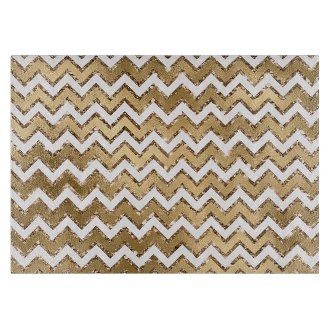 Planche À Découper Glam Gold White Zigzag (Devant)
