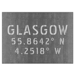 Planche À Découper Glasgow Écosse Latitude & Longitude