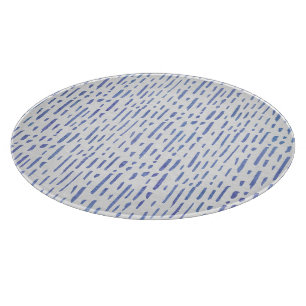 Planche À Découper Glass Cutting Board Round - Blue Stripe Pattern