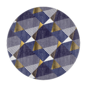 Planche À Découper Gold Blue Luxe : Motif géométrique sans couture