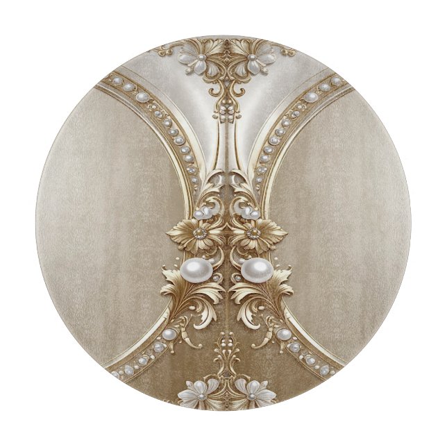 Planche À Découper Golden Ornate Frame with Pearls Cutting Board (Devant)