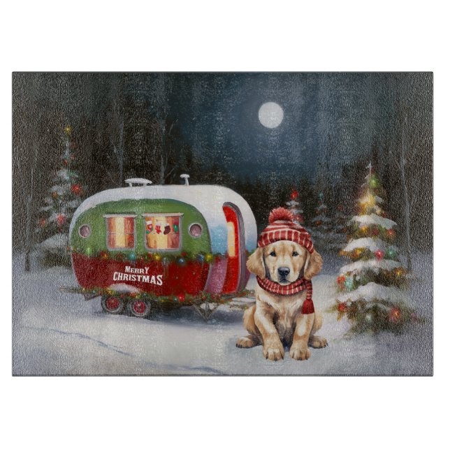 Planche À Découper Golden Retriever Caravan Christmas Adventure (Devant)