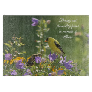 Planche À Découper Goldfinch sur Harebell Flower