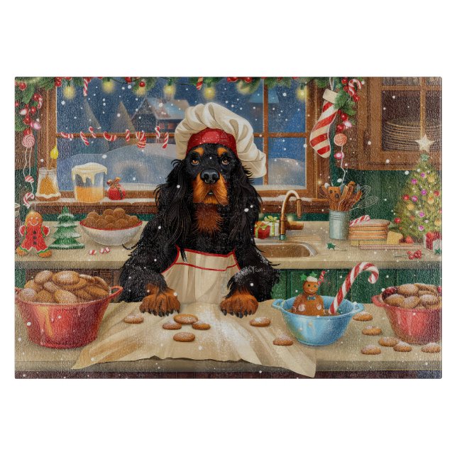 Planche À Découper Gordon Setter Gâteau de vacances : Noël festif (Devant)