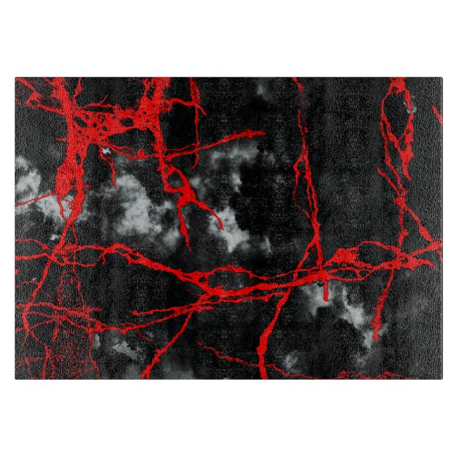 Planche À Découper Goth nocturne d'horreur - Noir et Blanc, Rouge (Devant)
