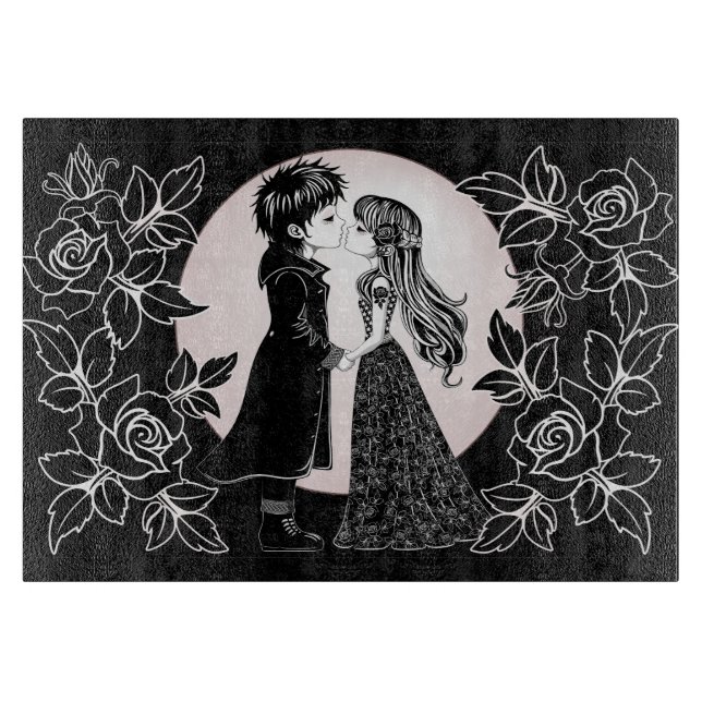 Planche À Découper Gothique Emo Enfants Kiss Valentine's Day (Devant)