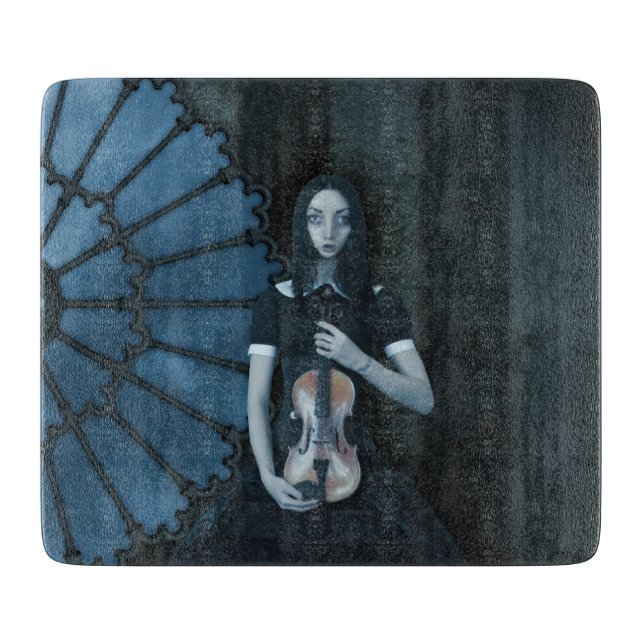 Planche À Découper Gothique Victorian Girl tenant Violon Imaginaire f (Devant)