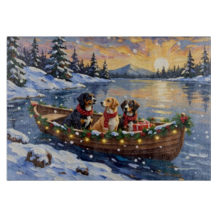 Planche À Découper Grand chien de montagne suisse Noël Bateau Fêtes