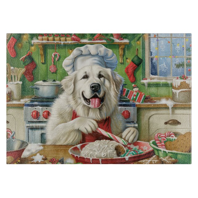 Planche À Découper Grande Pyrénées Cuisine de vacances : Noël festif (Devant)