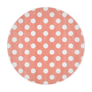 Planche À Découper Grands points rétro - corail rose et blanc