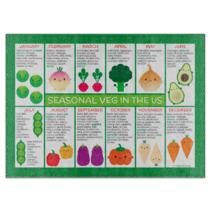 Planche À Découper Graphique des légumes saisonniers des États-Unis