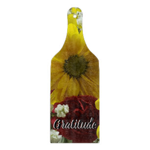 Planche À Découper Gratitude Floral Jaune Daisy Rouge Carnation