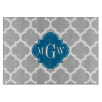 Gray White Moroccan #5 Peacock 3 Monogram initial