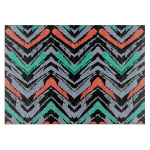 Planche À Découper Gris, Teal, et motif tiré par la main de corail de