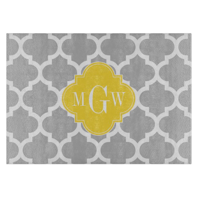 Planche À Découper Gris Whats Marocain #5 Ananas 3 Monogramme initial (Devant)