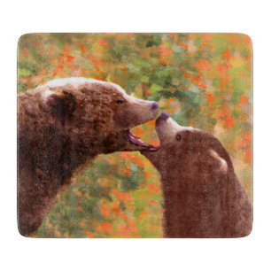 Planche À Découper Grizzly Bear Mom and Cub Painting - Wildlife Art