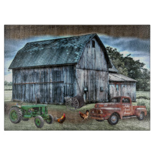 Planche À Découper Grotte Rustique ferme Truck Tracteur Rooster Hen