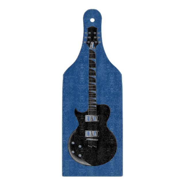 Planche À Découper Guitare électrique Bleu Black Pop Art (Devant)