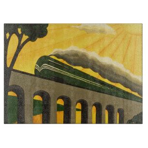 Planche À Découper Hachoir en verre de train élégant unique d'art