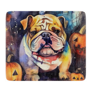 Planche À Découper Halloween Bulldog avec la peur Citrouille