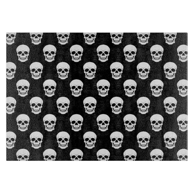 Planche À Découper Halloween Motif Crâne noir et blanc (Devant)
