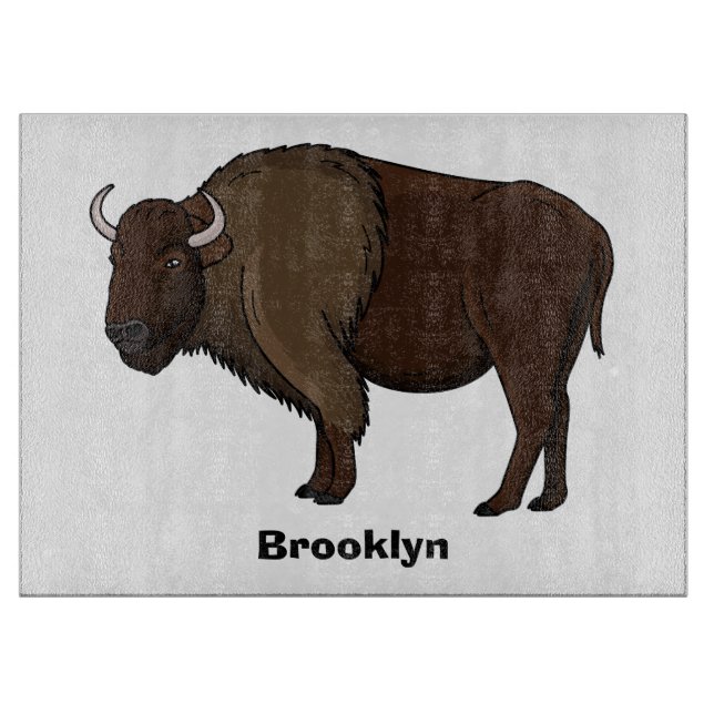Planche À Découper Happy American bison buffalo illustration (Devant)