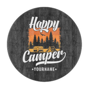 Planche À Découper Happy Camper Camping Hiking Travel Caravan Life