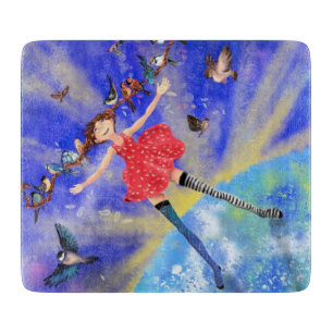 Planche À Découper Happy Girl with Birds