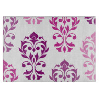 Heart Damask Art I Pink Plums White