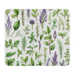 Planche À Découper Herbes violettes et vertes