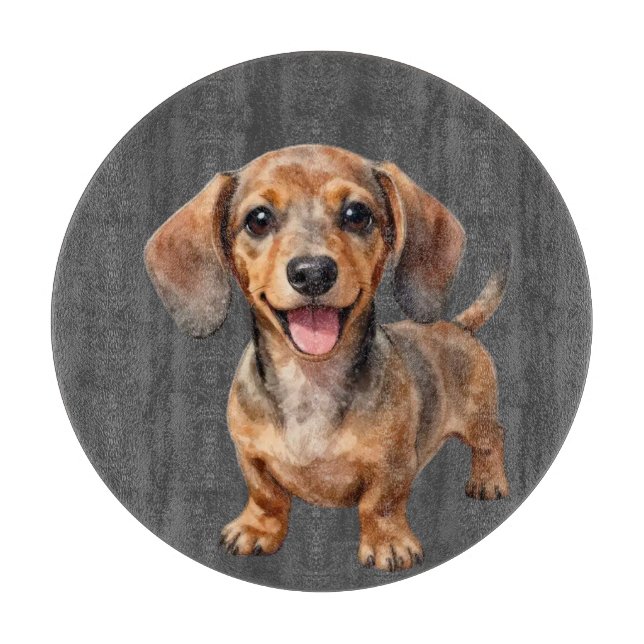 Planche À Découper Heureux chiot teckel (Devant)
