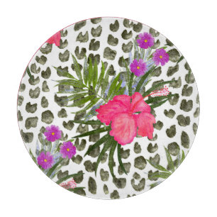 Planche À Découper Hibiscus Animal : Aquarelle Motif sans joint.