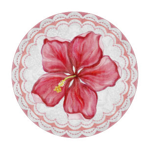 Planche À Découper Hibiscus & dentelle RED