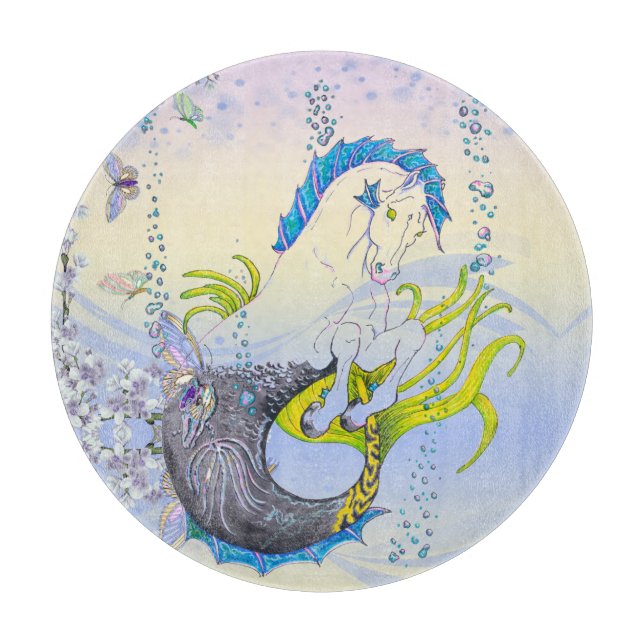 Planche À Découper Hippocampe (crâne) avec bleu/violet/beige (Devant)