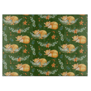 Planche À Découper Hiver Cottagecore Dormir Fox Green Servage Tra