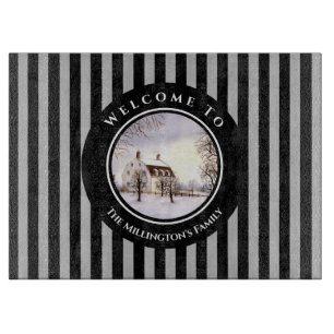 Planche À Découper Hiver en Nouvelle-Angleterre Noël Cercle gris noir