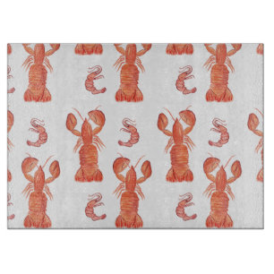 Planche À Découper Homard écrevisse aquarelle motif peint à la main