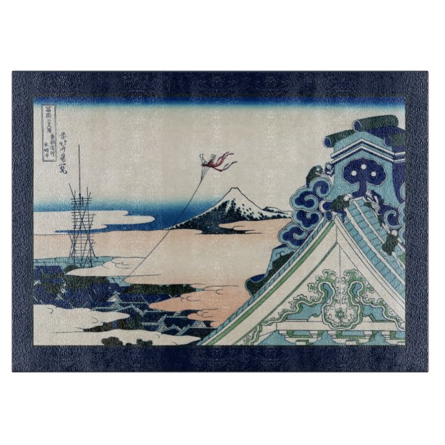 Planche À Découper Honganji Temple Vista du Mont Fuji Bois japonais (Devant)
